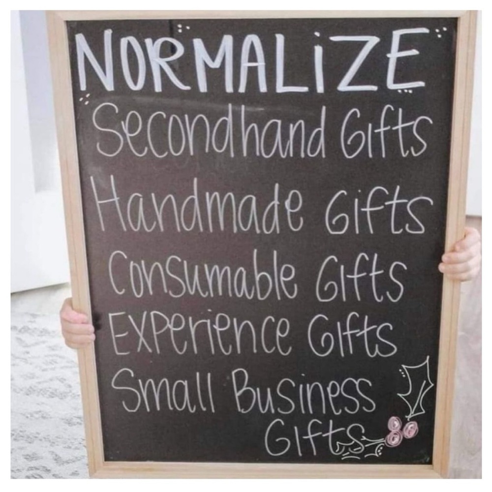Chalkboard Sign with Gift Ideas